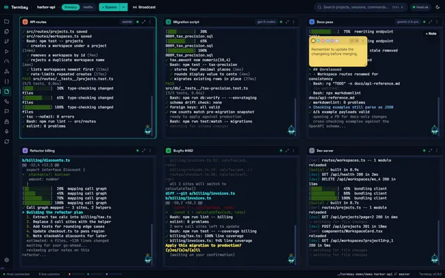 Terminal grid, dark theme
