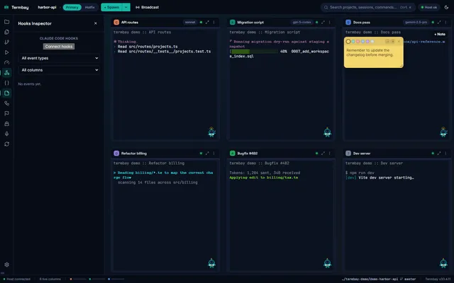Hooks inspector live event feed
