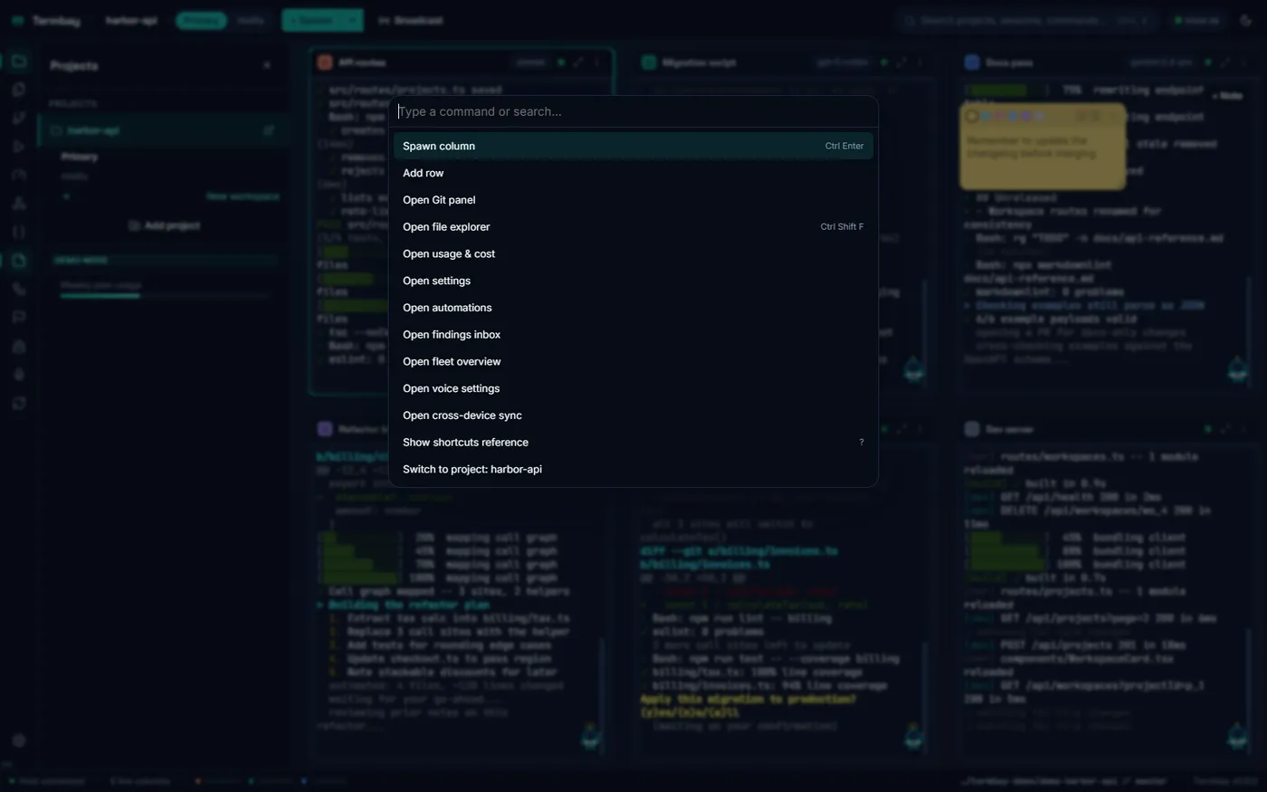 Termbay command palette