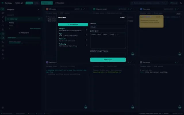 Snippets manager with trigger expansion